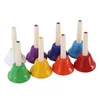 8Note Hand Bell Children Music Toy Rainbow Percussion Instrument Set 8Tone Rotating Rattle Beginner Educational Gift y240226