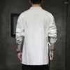 Camisas casuais masculinas 2024 primavera estilo chinês camisa homens algodão linho tang terno hanfu retro masculino harajuku vintage quimono roupas