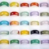 10pcs bag beautiful Woman's multicoloured agate jade ring fashion jewelry mixed Jade Agate Ring Charm Band Jewelry293W