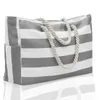 Outdoor Striped Large Storage Bag Fashionable Cotton Portable Beach Capacity Travel Shopping Bag 240312