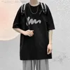 Kvinnors t-shirt koreansk mode roliga bokstavstryck Mens T-skjortor Summer Harajuku Casual Loose O-Neck Oversize Women Short Sle Tops Tees L24312 L24312