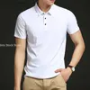 Men's Polos Summer Ice Silk Polo Shirts Luxury Short Sleeve Solid Business Casual Fashion Simple Slim ldd240312