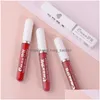 Lip Gloss Moda Matte Conjuntos Natural Hidratar À Prova D 'Água Duradoura Veet Sexy Vermelho Líquido Batom Beleza Cosmética Lipgloss Drop Deliv Dhfbq