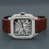 Mechanisch herenhorloge gemaakt van roestvrij staal met y Iced Out hiphopstijl rond geslepen natuurlijke diamant met VVS-helderheid