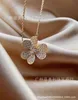 V ketting 925 sterling zilver Lucky Clover volledige diamanten ketting 18k roségouden bloemblaadje hanger met sleutelbeen ketting vrouwelijke zomer licht luxe niche