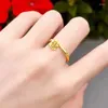 Cluster Rings KISS&FLOWER 24KT Yellow Gold Ring For Women Girl Rose Flower Adjustable Fine Jewelries Wholesale Wedding Party Gift RI161