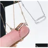 Pendant Necklaces Luxury Necklace Classic Move Esigner Top S925 Sterling Sier Zircon Hollow Square Charm Choker For Women Jewelry Part Otx2M