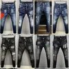 D2 DSQ ICON Designer à la mode d2 Pantalon de broderie Pieds maigres Jeans violets Ripped Fashion Paint Splattered Retro Blue Streetwear Dsquare Jeans marque violette