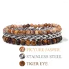 Charme pulseiras conjunto estiramento pulseira homens mulheres natural tigre olho hematita obsidian frisado homme energia jóias presentes