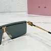 السيدات الأزياء MIU شعار Sunglasses SMU50Z المصمم بدون إطار عكس العدسات الرمادية المتضخمة النظارات الشمسية الحديثة مع صندوق