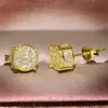 Brinco Hip Choucong Hop Joias Vintage 925 Prata Esterlina Amarelo Ouro Preenchido Pavimentado Branco Safira CZ Diamante Espumante Mulheres Homens Brincos Para Presente de Amante