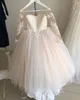 MisShow Bow Lace Ball Gown Flower Girl Dresses For Wedding Sweet Long Sleeve Soft Tulle Girls Princess Communion 240309