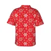 Mäns casual skjortor festlig snöflinga semester skjorta män röd vit sommar kort ärm grafisk elegant överdimensionerad blusar gåva