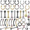 Burun Halkaları Saplamalar 4pcs/set paslanmaz çelik gövde piercing Set kadınlar erkekler kulak kaş dul dili göbek karışık mücevher damla teslimat otgjr