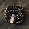 Bangle 8mm Fashion Inlay Crown Round Beads Charm Armband Reiki Yoga Armband Elastic Volcanic Stone Bangles Mens Womens Gift Jewelry LDD240312