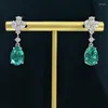 Boucles d'oreilles en forme de poire en argent Sterling 925, boucles d'oreilles en Tourmaline Paraiba naturelle, goutte d'eau, élégantes, bijoux de fête de mariage, 8 à 12mm