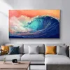 Målningar Modern oljemålning tryckt på duk Abstract Ocean Wave Landscape Poster Wall Pictures for Living Room Decor260o