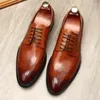 Dress Shoes Men's Leather Work Laces Engraving Style Upscale Wedding Large Size Oxford Pointed