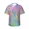 Men's Casual Shirts Glod Metallic Shirt Girly Millennial Pastel Watercolor Vintage Hawaiian Man Vacation Custom Oversize Blouses