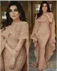 Sparkle Rose Gold Sequined Mermaid Prom Dresses Arabic Sheer Jewel Neck Sequins Floor Length Middle East Formal Mother of Bride Evening Gowns BC0199