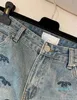 Jeans da donna di moda di alta qualità Jeans strappati al ginocchio per le donne Fori Pantaloncini di jeans taglie forti con vita alta Taille Haute Donna Donna Femme