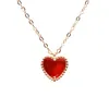 AU750 Rose Gold Little Red Heart 18K Gold Love Collar Chain Peach Heart Color Gold Heart Red Agate Pendant Set Chain Factory