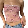 Women's Tanks Women Fairy Grunge Tube Tops Sexy Backless Embroidery Bandeau Slim Fit Off Shoulder Crop Y2K Clubwear