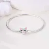 Beaded Original 925 Sterling Silver Snake Chain Heart Butterfly Cat Claw Bracelets Fit Pan Charms Beads Fashion DIY Jewelry Gift MakingL24213