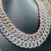 Świeży autobusddown 20 mm 4 rzędu lodowe w Falwless Moissanite Diamond Miami Cuban Link łańcuch