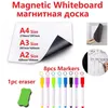 Magnetic White Board Fridge Magnets Dry Wipe White Board Magnetic Marker Pen Eraser Vinyl Whiteboard Board for Records Kitchen 201261J