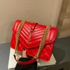 Designer de moda bolsa de luxo clássico mão vermelha bolsa de ombro corrente carta moda mão carteira