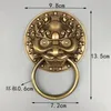 Chińskie lud Feng Shui Old Bronze Copper Foo Fu Dog Lion Head Door Drzwi 259z