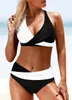 Damen-Badeanzug mit hoher Taille, Design, bedruckt, Badeanzug, zweiteiliges Set, Bikini-Set, Sommermode, Komfort, Strandmode 240309