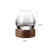 Copos de vinho sem chumbo copo de vidro casa drinkware uísque com suporte de madeira para licor bourbon 350ml