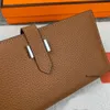 Diseñador Largo Cuero genuino Bearn Carteras Cuero de vaca Lychee Cuero de grano Embragues de moda Monederos y bolsos Señora Casual Licencia de conducir Monedero Titulares de tarjetas 2634