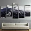 Legal hd imprime arte da parede da lona sala de estar decoração casa fotos 5 peças neve montanha planalto lobo pinturas animais cartazes framew280j