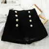 Women's Shorts MUMUZI spring and velvet shorts waist all match buttons black short trousers loose 2xl bottom hot shorts ldd240312