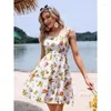 Abiti casual Wepbel Slip Dress Summer Sexy A-line stampato floreale Beach Donna senza maniche Camis Top con stampa ritagliata Mini