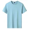 T-shirt à manches courtes pour hommes d'été pur coton à manches courtes col rond sport ample et sweat-shirt décontracté joufflu surdimensionné couleur unie pour hommes T