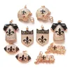 Charms 10st Cubic Zirconia Pave Fleur de Lis American Football Mix Charm utsökta hängspaket för kvinnor halsbandsarmband som gör ot4G2