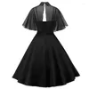 Abiti casual Blu Punk Gotico Due Pezzi Maglia Mantello Sling Per Le Donne 2024 Elegante Vintage Summer Party Cape Dress Retro Goth Vestidos