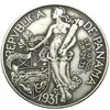 HOBO Panama 1931 Balboa 1947 Mexique 5 Pesos Plaqué Argent Artisanat Étranger Copie Pièce Ornements décoration de la maison accessoires 193d