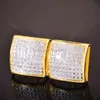 Boucles d'oreilles hip hop en or véritable 18 carats pour hommes, femmes et filles, cadeaux en diamant, bijoux Punk