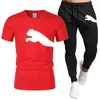 Tute da uomo Stile estivo Tuta sportiva Marchio LOGO Stampa Moda casual Cotone maniche corte Felpa T Shirt Pantaloni2024