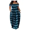 Casual Dresses Elegant H-line Silhouette Dress Colorful Digital Print Off Shoulder Maxi With Pockets For Women Plus Size Loose Fit Soft