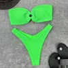 Women's Swimwear Sexy Strapless Bikini 2024 Solid Color Two Piece Women Ring Hollow Out Biquini Summer Bathing Suit Beach