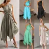 Summer Sexy Dresses Elegant Womens Solid Color Folding Large Swing Party Nightclub Dress