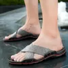 Slippers Leather Simple For Men Summer El Beach Shoes High Quality Big Size 38-48 Slip On Light Flats Male Flip Flops