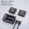 Kameror Kingma för 2st Xiaomi Mijia 4K Battery +Dual Batteries Charger for Sport Xiao Mi Mi Jia Action Mini Camera Battery Accessories