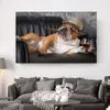 Peinture sur toile moderne de grande taille, affiche de chien drôle, Art mural, image d'animal, impression HD pour salon, chambre à coucher, décoration 281Y